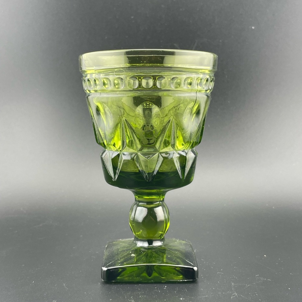 Vintage, Colony Park Lane, Avocado, Square Footed Glass by Indiana Glass